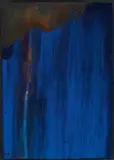 Ty Waltinger, Manganspuren zwischen Lapis and Ultramarin, 2017, hydro-painting, oil-inversions on laid paper on canvas; framed