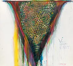 Drago J. Prelog, Vau Haut Rinnt" (from the series V-Häute), 1989, acrylic on canvas; unframed
