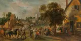 Pieter van der Hulst the younger, Village landscape with horse market, c. 1620-1625, oil on panel
