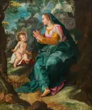 Denys Calvaert, Madonna with child in a rocky landscape, c. 1610/20, oil on canvas