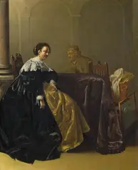 Interieur with two women by Jakob Duck, c. 1630, oil on panel, parqueted, sold Oct 2017