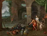 Jan van Kessel the Younger, Allegory of fire (Venus and Cupid in the forge of Vulcan), oil on copper