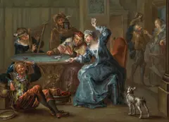 Johann Georg Platzer, The Card Players, oil on panel