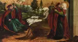 South Tyrolean Master, The Annunciation to Joachim and Joachim and Anne Meeting at the Golden Gate, c. 1515, oil on panel