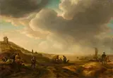 Simon de Vlieger, Beach view, oil on panel, parqueted