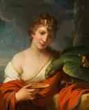 Young girl with parrot by Johann Baptist Lampi the younger, c. 1810, oil on canvas, sold Oct 2017