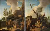 Landscape with ancient characters (counterparts) by genannt Dietricy Christian Wilhelm Ernst Dietrich, oil on panel, offered Oct 2017