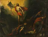 The resurrection of Jesus by Jacopo da Ponte, called Jacopo Bassano , follower of, oil on canvas, unframed, sold Oct 2017