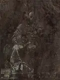 Hans Springinklee, Virgin and child, pen and black ink and brush in white on paper with black ground, framed