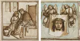 South German Master, Depiction of a confession (recto) & Veil of Veronica carried by angels (verso), pen and ink in brown, brown, blue, red and green wash, framed