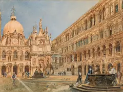 Rudolf von Alt, The court of the Doge's Palace in Venice, 1875, watercolour on paper