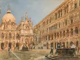 Rudolf von Alt, The court of the Doge's Palace in Venice, 1875, watercolour on paper