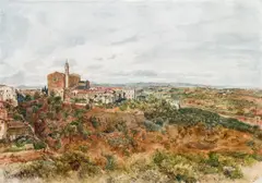 Rudolf von Alt, View of the basilica of San Francesco in Siena from the Torre del Mangia, 1871, watercolour on paper
