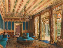 Rudolf von Alt, The turkish salon at the Villa Hügel in Vienna-Hietzing, 1855, watercolour on paper