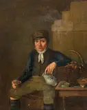 Johann Michael Neder, A little rest ("Bei der Rast"), oil on canvas