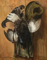 Paulo von Pausinger, Still life with a black cock, oil on canvas