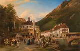 Elias van Bommel, The main square of Herkulesfürdö (Herkulesbad), 1878, oil on canvas
