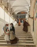 Pier Celestino Gilardi, The church attendance, 1876, oil on panel