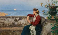 Moonrise in Taormina by Johann Victor Krämer, oil on canvas, sold Oct 2017