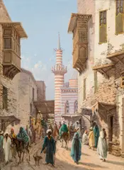 G. Gianni, A street scene in Cairo, 1887, oil on cardboard