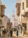 G. Gianni, A street scene in Cairo, 1887, oil on cardboard