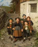 Franz Defregger, On the way to school