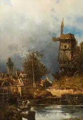 Robert Russ, The old mill near Delft, 1884, oil on canvas