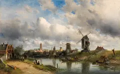 Charles Leickert, Dutch landscape with windmills, 1889, oil on canvas