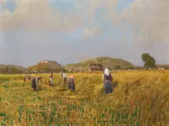 The harvest in Salzburg by Stefan Simony, 1904, oil on canvas, sold Oct 2017