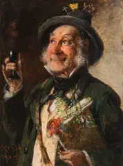 The gourmet by Hermann Armin Kern, 1905, oil on panel, sold Oct 2017