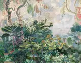 Southern landscape with seaview by Ludwig Heinrich Jungnickel, Oil on strong paper on canvas, sold Oct 2017