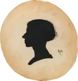 Norbertine Bresslern-Roth, Selbstporträt - Schattenbild, India ink on parchment