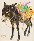 Donkey by Norbertine Bresslern-Roth, tempera on paper, sold Oct 2017