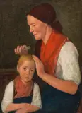 Johann Michael Neder, The toilette, oil on panel