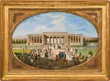 View of the Outer Castle Gate from the Heldenplatz, Vienna by circle of Carl Ludwig Hofmeister, c. 1830, oil on metal, offered Oct 2017