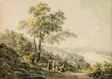 View of Klosterneuburg from the Leopoldsberg by Johann Jakob Laurenz Billwiller, 1805, watercolour on paper, sold Oct 2017