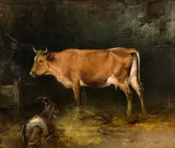 Friedrich Gauermann, Cow and goat in a stable