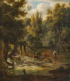 Landscape with a watermill by Johann Nepomuk Schödlberger, 1811, oil on panel, sold Oct 2017