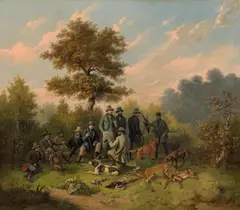 Wilhelm Melchior, Royal Bavarian society with Graf Arco-Zinneberg and Graf Moltke, oil on canvas