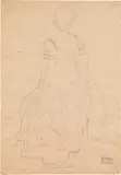 Sitting woman in three-quarters profile to the right by Gustav Klimt, 1903, pencil on paper, sold Jun 2017