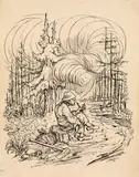 Smoking man in a forrest by Alfred Kubin, 1926, ink on land register paper, unframed, sold Jun 2017