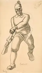 Albin Egger-Lienz, Kaiserjäger (Hauptansicht), 1915, pencil, charcoal on strong paper