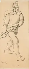 Albin Egger-Lienz, Kaiserjäger (Seitenansicht I), 1915, pencil and charcoal on strong paper
