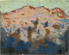 Mountains in the twilight by Alfons Walde, ca. 1922, oil on paper, sold Jun 2017
