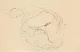 Gustav Klimt, Lying semi-nude with bent left leg