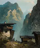 Oskar Mulley, Mountain farm, ca. 1935, oil on canvas