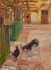 Egon Schiele, Green Fence (Schmiedehof, Klosterneuburg), 1907, oil on cardboard