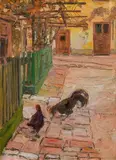 Egon Schiele, Green Fence (Schmiedehof, Klosterneuburg), 1907, oil on cardboard