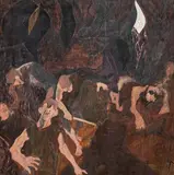 Kurt Absolon, Scene from the Old Testament, oil on paper on canvas