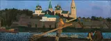 Boris Mikhaylovich Kustodiev, At the Volga (cathedral in Sudislavl or monastery in Reshma), 1906, oil on canvas